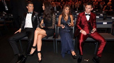 מסי ורונאלדו עם בנות הזוג