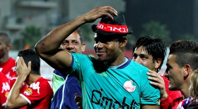 אוסטין אג´ידה והחברים חוגגים בסיום (שי לוי) אוסטין אג´ידה והחברים חוגגים בסיום (שי לוי)