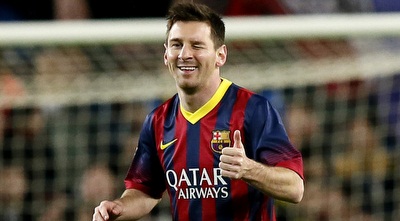 מסי חוגג עוד שער (רויטרס)