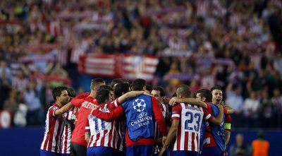 שחקני אתלטיקו מדריד חוגגים (רויטרס)