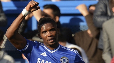 סמואל אטו חוגג יתרון (רויטרס) סמואל אטו חוגג יתרון (רויטרס)