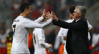 אנצ´לוטי ורונאלדו חוגגים העפלה לגמר (רויטרס)