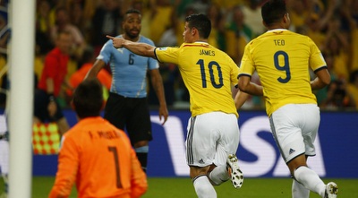 רודריגס חוגג את השער השני (רויטרס)