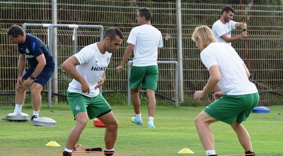 עמאשה ופילאבסקי באימון מכבי חיפה (מערכת ONE)