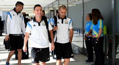 שחקני ארגנטינה מגיעים לאצטדיון (GettyImages)