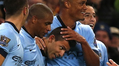 שחקני מנצ´סטר סיטי חוגגים (רויטרס) שחקני מנצ´סטר סיטי חוגגים (רויטרס)