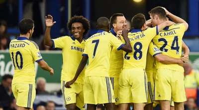 שחקני צ&acute;לסי חוגגים (רויטרס)