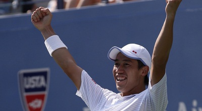 קאי נישיקורי חוגג את הניצחון (רויטרס) קאי נישיקורי חוגג את הניצחון (רויטרס)