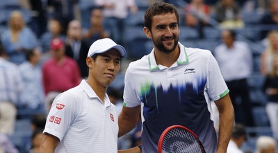 נישיקורי וצ´יליץ´ לפני פתיחת המשחק (רויטרס) נישיקורי וצ´יליץ´ לפני פתיחת המשחק (רויטרס)