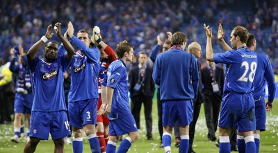 שחקני ריינג´רס בתום גביע אופ&qout;א 2008 (רויטרס) שחקני ריינג´רס בתום גביע אופ&qout;א 2008 (רויטרס)