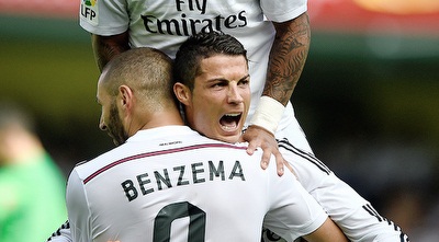 רונאלדו, בנזמה ומרסלו חוגגים (טוויטר)