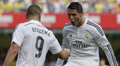 רונאלדו ובנזמה חוגגים (רויטרס)