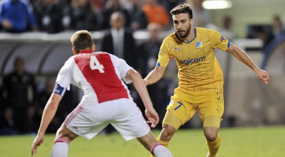 אפרם במדי אפואל. כנראה לא יוכל לשחק מול ישראל (רויטרס)