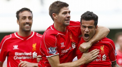 ג´רארד וקוטיניו חוגגים (רויטרס) ג´רארד וקוטיניו חוגגים (רויטרס)