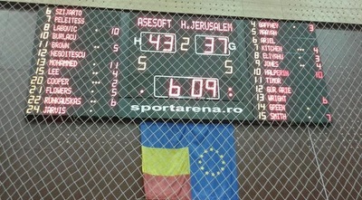 לוח התוצאות באולם של פלוישיטי מראה את תוצאת המחצית (מערכת ONE) לוח התוצאות באולם של פלוישיטי מראה את תוצאת המחצית (מערכת ONE)