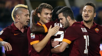 שחקני רומא חוגגים (רויטרס)