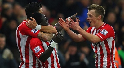 שחקני סאות´המטפון חוגגים את היתרון (צילום מסך)