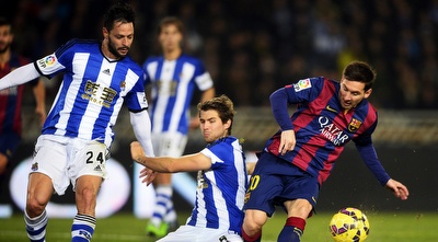 מסי מפספס מול ההגנה הבאסקית (רויטרס)