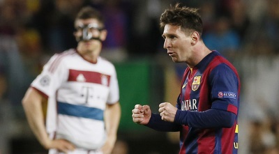 ליאו מסי חוגג (רויטרס)