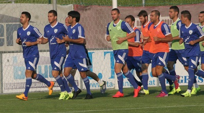 שחקני נבחרת ישראל באימון המדובר (רז אמיר)