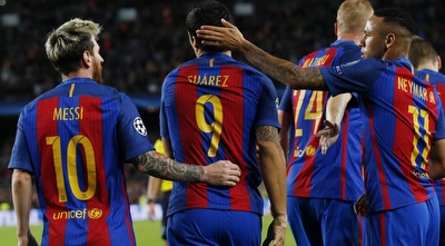 שחקני ברצלונה חוגגים (רויטרס)