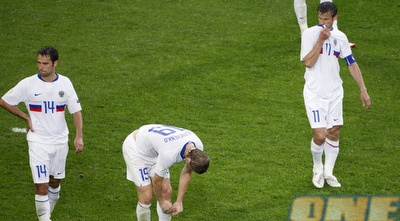 שחקני נבחרת רוסיה. הגיעו לחצי הגמר ביורו האחרון (רויטרס)