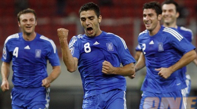 קצוראניס חוגג עם יוון מול מולדובה  (רויטרס)