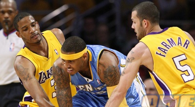 כרמלו מול הלייקרס. הנאגטס טובים, אבל לא מספיק טובים (רויטרס)