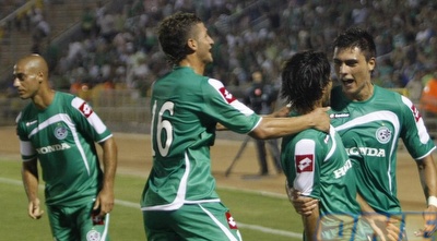 מכבי חיפה חוגגת. האם יחגגו ביום שבת נגד הפועל ר&qout;ג?  (אמיר לוי)