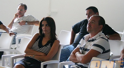 אייל ברקוביץ&acute; ואלונה ברקת בכנס בהתאחדות (רועי גלדסטון)