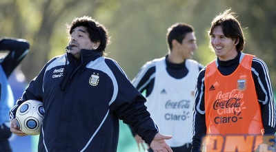 ליאו מסי ומראדונה. &qout;הגענו חזקים יותר ונחושים להצליח&qout; (רויטרס)