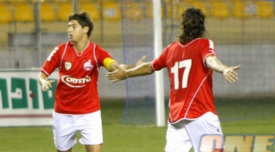 מאור מליקסון וברק בדש חוגגים את השער השני (אמיר לוי)