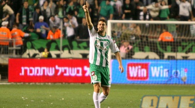 ארבייטמן מאושר לאחר השער השני של מכבי חיפה (קובי אליהו)