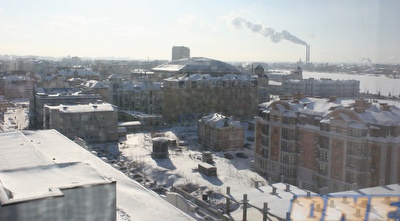 קאזאן המושלגת מחדרי המלון של הפועל תל אביב (רועי גלדסטון)
