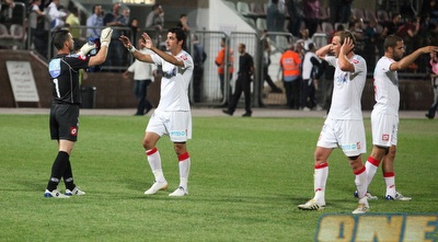 שחקני סכנין חוגגים. כהן: &qout; (עמית מצפה) שחקני סכנין חוגגים. כהן: &qout; (עמית מצפה)