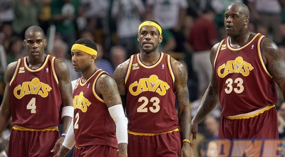 שחקני קליבלנד הלילה בבוסטון. עשו להם בית ספר לכדורסל (GettyImages)