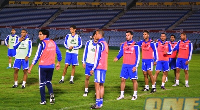 שחקני הנבחרת באימון המסכם באורוגוואי (אתר ההתאחדות לכדורגל)