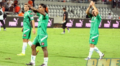 שחקני מכבי חיפה. גם הם ישחקו בשבת (משה חרמון)