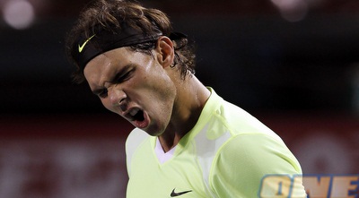 רפאל נדאל חוגג ניצחון בטוקיו (רויטרס)