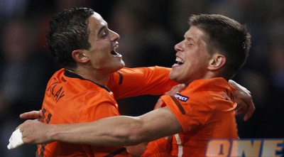 הונטלאר ואפלאיי. צמד לכל אורנג´דה מול שוודיה (GettyImages) הונטלאר ואפלאיי. צמד לכל אורנג´דה מול שוודיה (GettyImages)