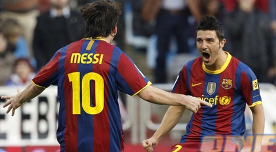 דוד וייה עם ליאו מסי. עדיין לא וייה של ולנסיה (רויטרס)