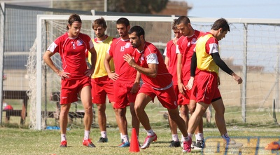 שחקני הפועל חיפה באימון. חושבים גם על הדרבי (עמית מצפה)