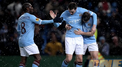 אדם ג´ונסון חוגג עם שון רייט פיליפס (GettyImages)