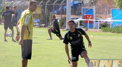 דמיטאר רנגלוב עם זיגדון באימון. יחזור בקרוב לאימונים (ליאור טימור)