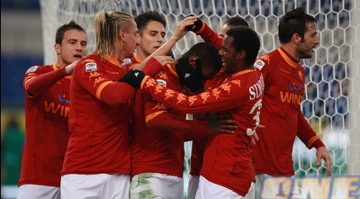 שחקני רומא חוגגים (GettyImages) שחקני רומא חוגגים (GettyImages)