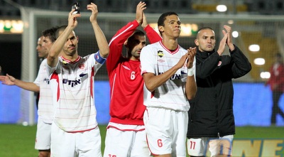 שהר, פרנסמן, טועמה, ורמוט חוגגים את הניצחון (שי לוי)