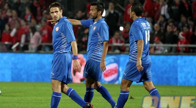 דן רומן, טלקיסקי וצ´קאנה מאוכזבים במהלך ה-4:0 מול הפועל ת&qout;א (שי לוי)