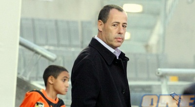 חזי מגן בבלומפילד, הערב. הגיע לצפות בקבוצתו (משה חרמון)