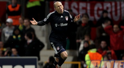 אריאן רובן חוגג לאחר השער מול מנצ´סטר יונייטד (GettyImages)