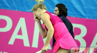 גלושקו מתוסכלת. היתה יכולה לנצח את המערכה השניה, והיא יודעת את זה (משה חרמון)